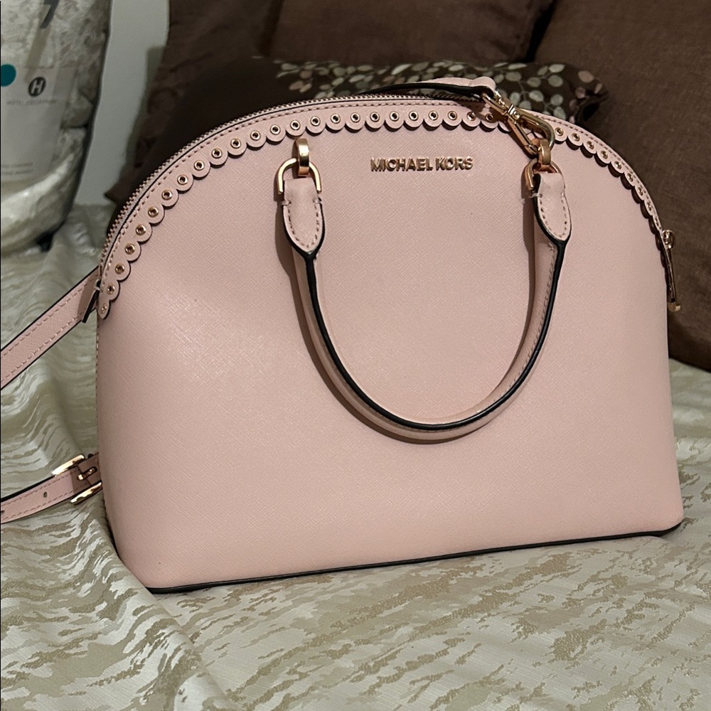 Michael Kors Large Dome Emmy Satchel - Blossom Saffiano/Rose Gold Hardware